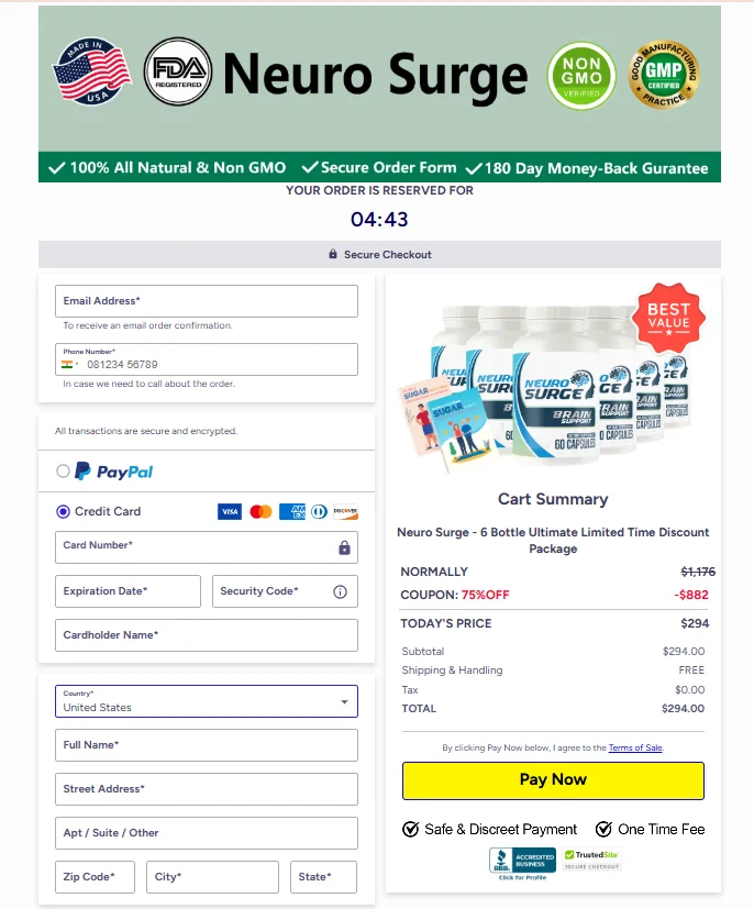 Neuro Surge Secured Order Page